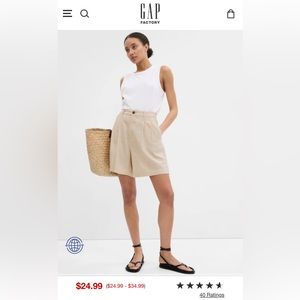 GAP 5" High Rise Pleated Linen Shorts